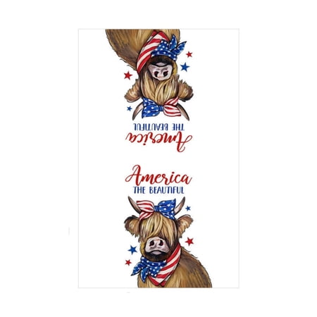 Guodhu Kitchen Towel Independence Day Themed Absorbent Dish Towel Hand Towel for Cooking Baking Patriotic Star Stripe Design(D)
