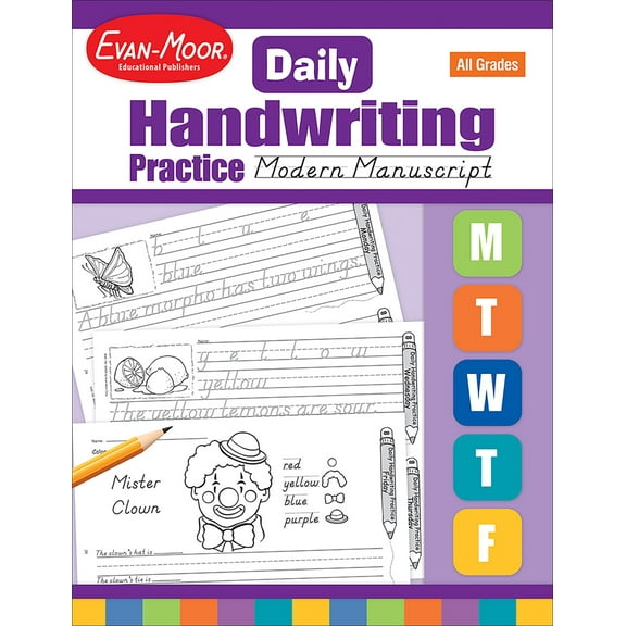 Evan-Moor Modern Manuscript, Daily Handwriting Practice for Kids Ages 5 , Teaching Edition