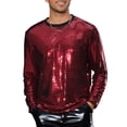 thumbnail image 1 of Camiseta de lentejuelas brillantes INSPIRE CHIC para hombre, de cuello redondo y manga larga, camiseta metálica para fiesta disco, 1 of 1