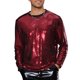 thumbnail image 1 of Camiseta de lentejuelas brillantes INSPIRE CHIC para hombre, de cuello redondo y manga larga, camiseta metálica para fiesta disco, 1 of 1