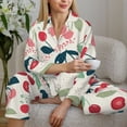 thumbnail image 6 of Pajama Sets for Women 2 Pcs, Cute Berry Red Pink Button Down Long Sleeve Sleepwear Lounge PJ Sets, 6 of 6