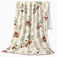 thumbnail image 2 of Cherry Blossom Basket Harvest Farmhouse bedroom Room, Rustic Botanical Portrait, Warm Flannel Blanket for Ranch House and Living Room, Animal Lovers Thanksgiving Gift, Rustic Home Decor, 2 of 9