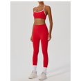 thumbnail image 5 of PISONIC 2pcs Women's High-Waisted Yoga Running Gym Set - Quick-Dry Breathable Workout Outfits with Cross-Back Strap Sports Bra & Leggings, 5 of 11