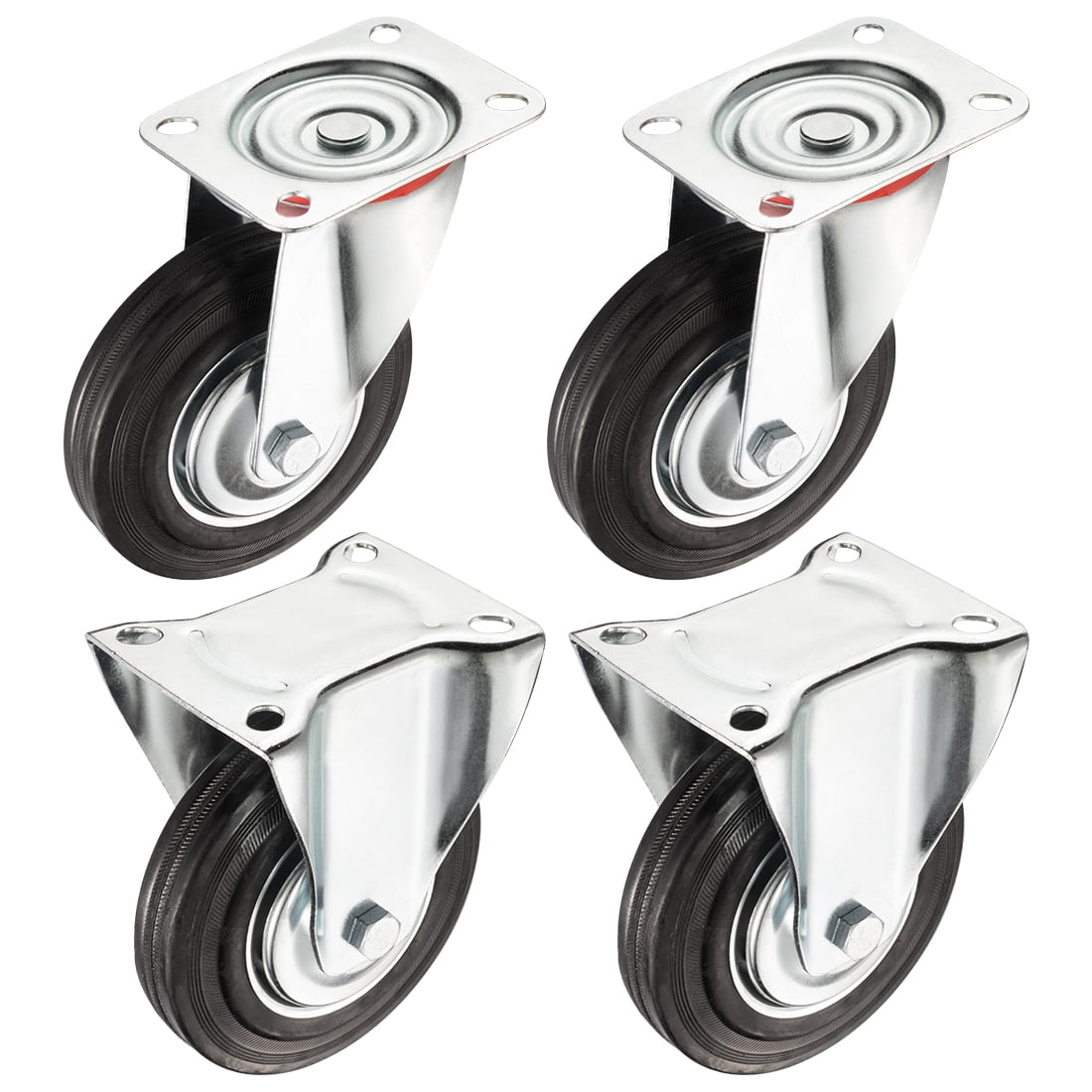 4 Pack 6inch Rubber Caster Wheel, 2 Swivel 2 Rigid, 331 lbs Load