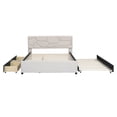 thumbnail image 3 of Bellemave Queen Size Bed with Trundle and 2 Storage Drawers, Upholstered Platform Beds with Brick Pattern Headboard, Linen Fabric, No Box Spring Needed（Beige), 3 of 8