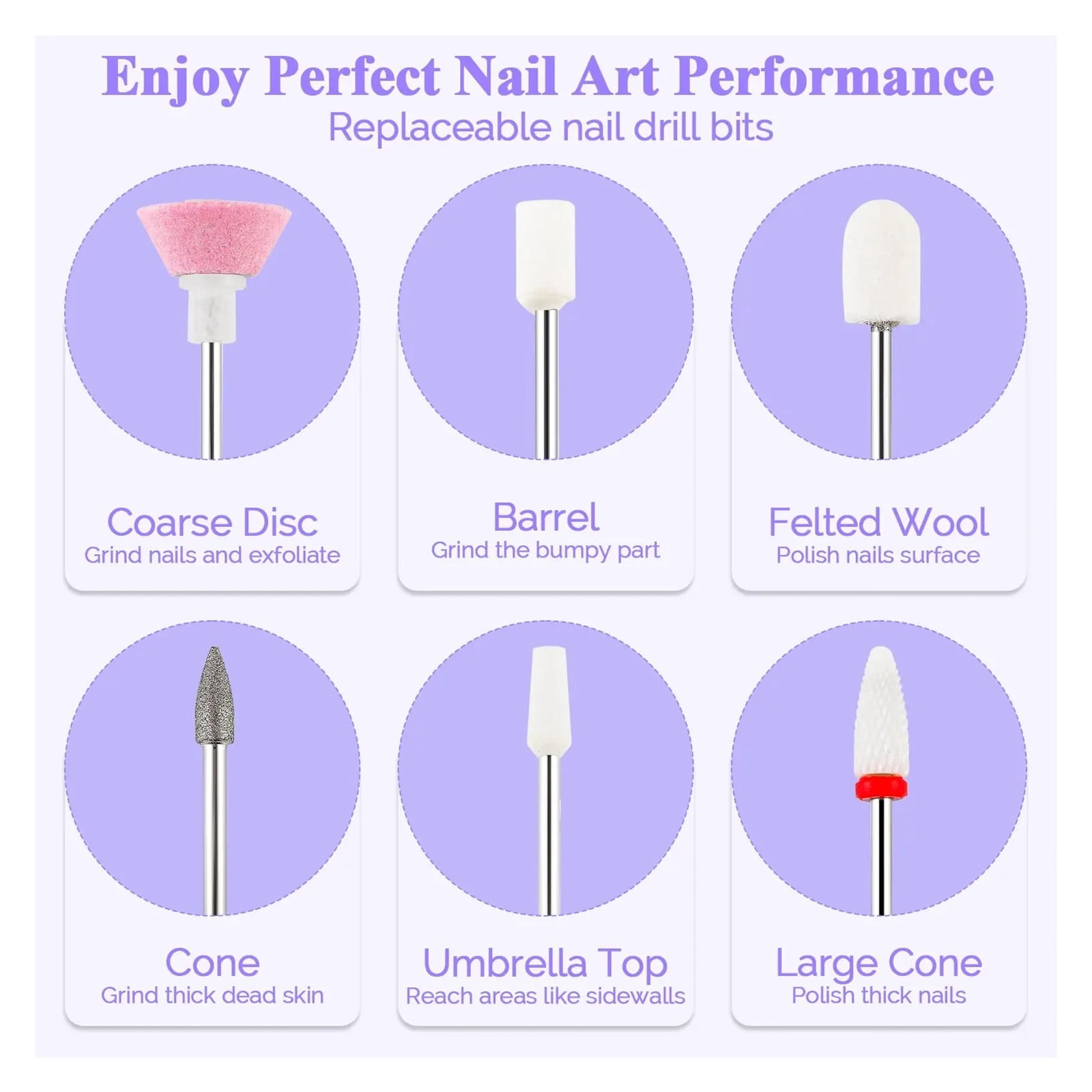 Electric Nail Polisher Drill Bits Professional Nails Grinding Polishing Dead Skin Removal Art Sanding File Pen Manicure Machine