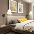 thumbnail image 2 of Swing Arm Wall Lamp Plug in Wall Mount Opaque Ivory Linen Shade 40W 2-Way Cord Covers(1 Light), 2 of 9
