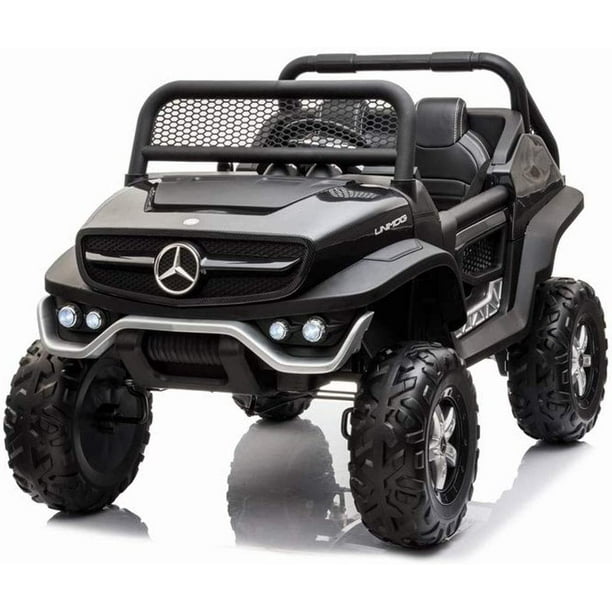 VOLTZ TOYS 24V 2-Seater Ride-on Car, Mercedes-Benz Unimog with Remote  Control, Leather Seat, LED Lights and Upgraded MP3 Player, Licensed Model  (Carbon Fiber Black) 