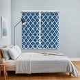 thumbnail image 4 of Blue Moroccon Kitchen Curtains 63 Inch Length, Middle Century Minimalist Rustic Geometric Grommet Top Bedroom Living Room Curtains, Light Filtering Cafe Curtain Drapes 2 Panels Set 84''x63'', 4 of 9