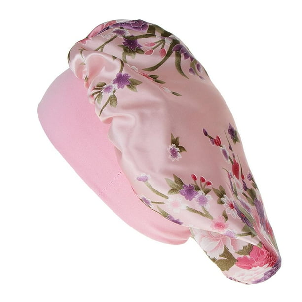 Gorro de dormir Zulema floral para mujer, Gorro elástico rosado