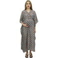 thumbnail image 3 of Bimba Moms Multicolour Drawstring Maxi Dress Kimono Sleeve Maternity Kaftan-8, 3 of 6