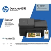 HP DeskJet 4352 Wireless All-in-One Color Inkjet Printer, Scanner, Copier, 3 months Free Instant Ink