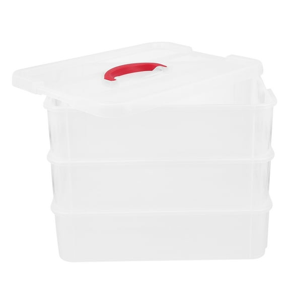 HONMEET Red Transparent Stackable Storage Container with Detachable Latches for Home Organization and Kitchen Storage