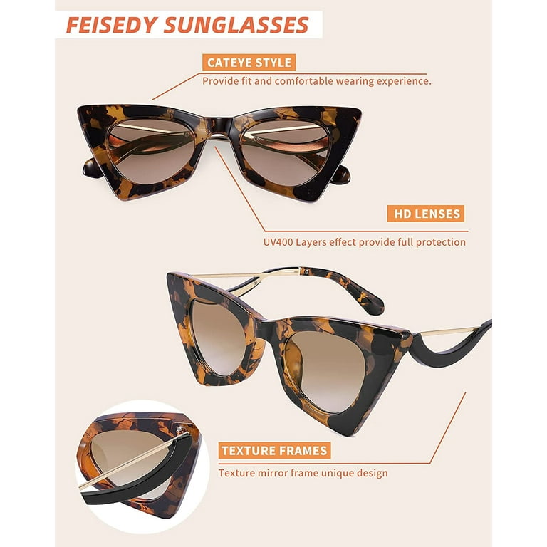 Buy FEISEDY Women Vintage 60s Cateye Sunglasses Cool Personality Charm  Modern Trendy Cute Cat Eye Glasses B2779 at