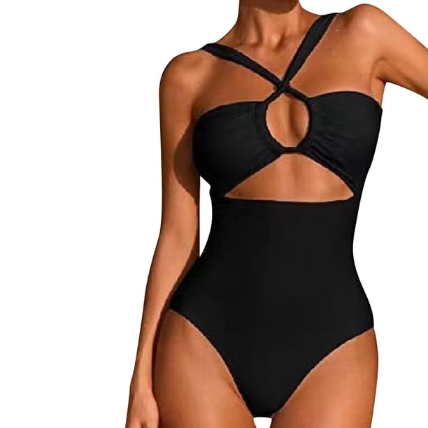 Gibobby Traje de Baño Sexy Bikini 2023 traje de baño de mujer recortado cintura alta Sexy Halter Bikini traje de baño(Negro,CH)