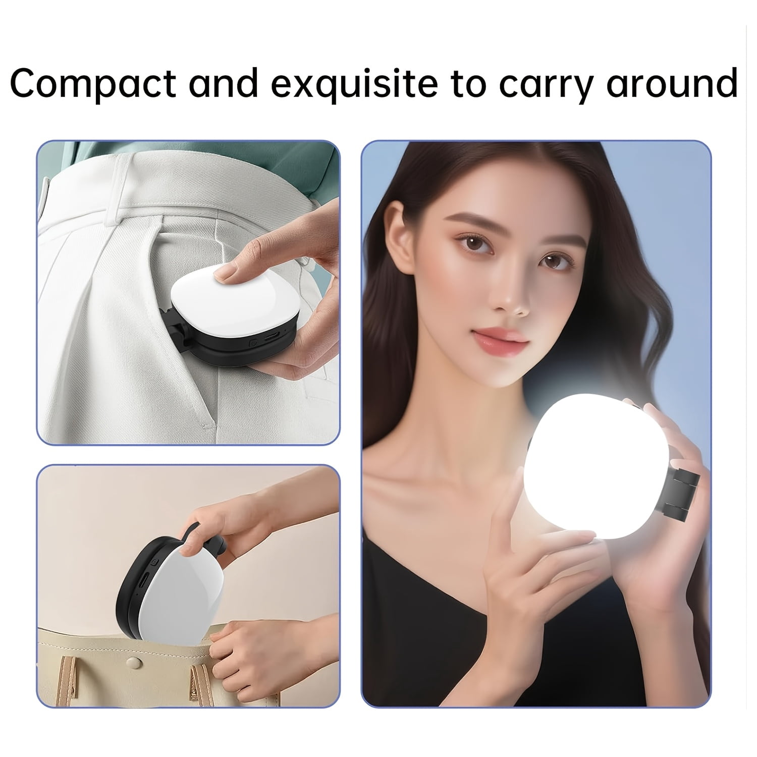 3 in-1 Magnetic Mirror Selfie Light 360° LED Ring Light and Phone Stand, Portable Rechargeable 270° Tilt Fill Light for Selfie, Christmas Makeup, Vlogs, Live Streaming, Video Calls