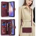 thumbnail image 4 of for Samsung A54 Crossbody Phone Cases for Women Men with Card Holder,Galaxy A54 5G Wallet Case with Strap Shoulder Lanyard, Zipper Pocket PU Leather Kickstand Purse,6.4" Burgundy, 4 of 14