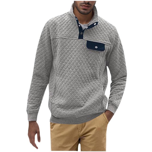 ameIAEA Casual Sweatshirts for Men Long Sleeve Solid Color Fall Pullover Tops with Pockets