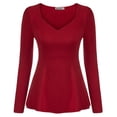 thumbnail image 5 of Grace Karin Women's Casual High Stretchy Long Sleeve Pullover Peplum Top V-Neck Blouse Shirt, 5 of 7
