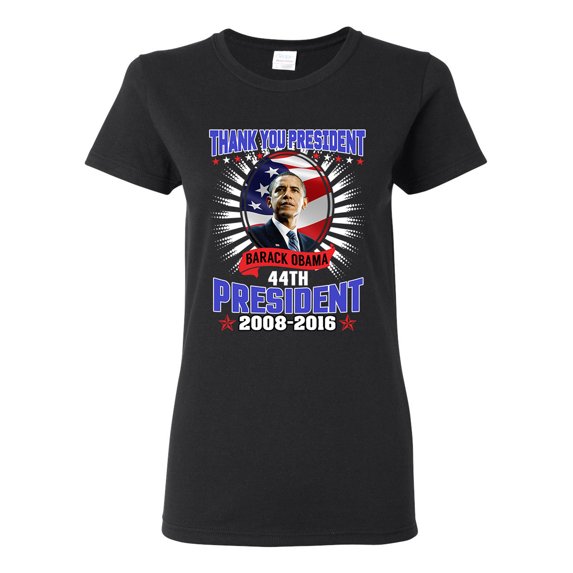 Ladies Thank You President Barack Obama 44th President USA Flag DT T-Shirt Tee