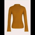 thumbnail image 4 of Suéter Básico de Punto para Mujer, Elegante Jersey de Cuello Alto con Botones, Corte Entallado, Abertura Cruzada y Larga. Color Naranja M, 4 of 7