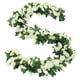 thumbnail image 1 of Elegante guirnalda de rosas blancas decorativas, flores artificiales para decoración de bodas, telón de fondo para fotomatón, seda y plástico, usos versátiles, decoración interior y exterior (2, 1 of 6