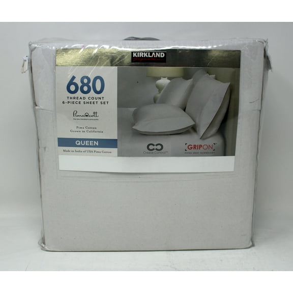 Kirkland Signature 680 Thread Count Sheet Set (Queen, Gray)