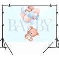 thumbnail image 5 of Baby Shower Backdrop Brown Bear Theme Photography Background Blue Balloon Kids Birthday Party Banner Decorations Newborn Gender Reveal Cartoon 1st Birthdays Parties Photo Booth Props, 5 of 5