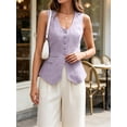 thumbnail image 2 of Summer Scoop Neckline Women Solid Slim Fit Button Down Vest Waistcoat Tops, 2 of 5