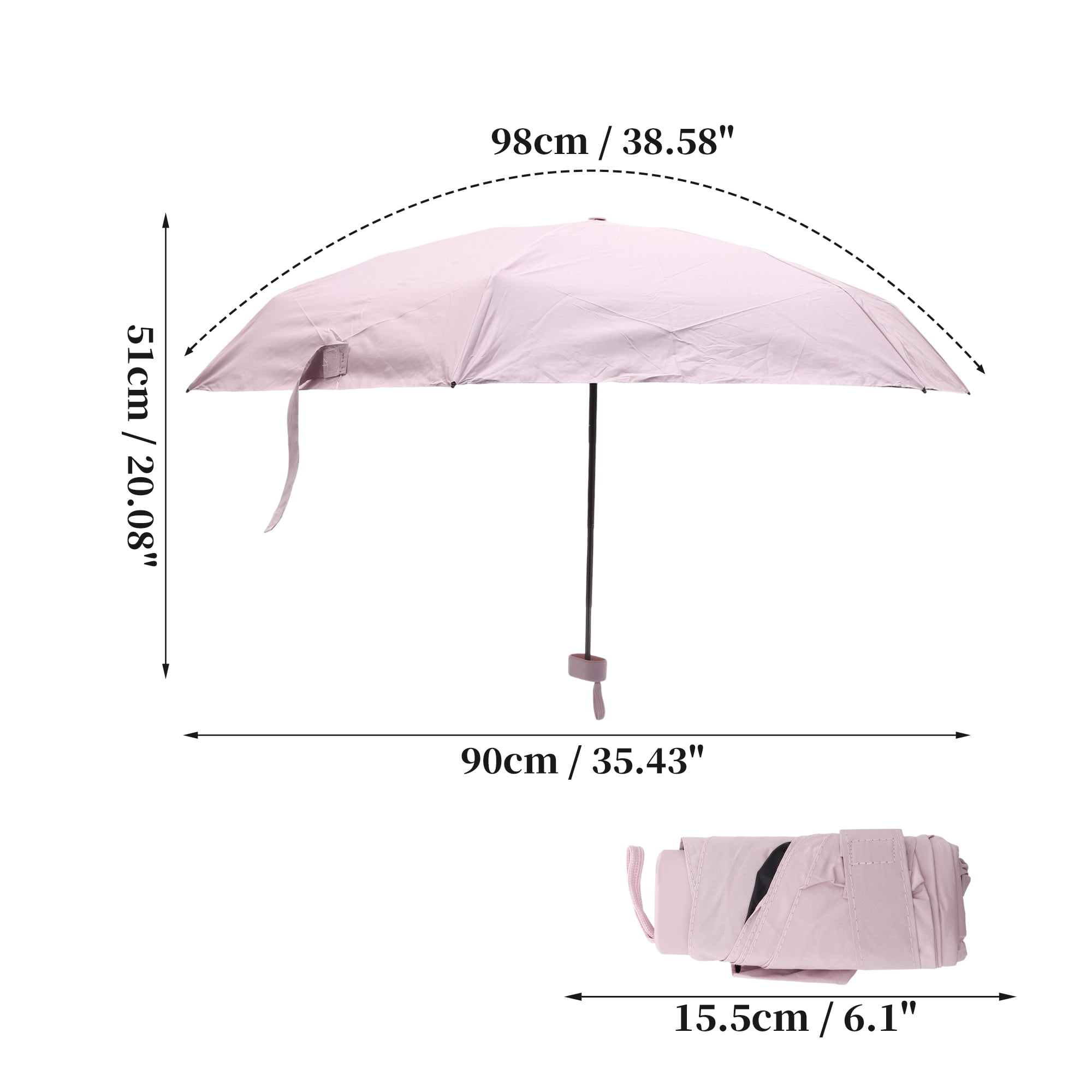 Unique Bargains Windproof Folding Mini Umbrella with Storage Box Light Pink