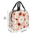 thumbnail image 2 of Easygdp Daisy and Ladybug Premium Insulated Lunch Bag - Waterproof Oxford Cloth, Aluminum Foil Lining, Large Capacity, Front Pocket, Unisex for Work, School, Outdoor Activities, Picnics, 2 of 5