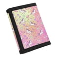 thumbnail image 2 of FUIALDOLG Polyester Children's Wallet with Foldable Slim Kids Trifold Wallet for Outdoor, Pink Unicorn Rainbow Print Trifold Card Wallet, 2 of 7