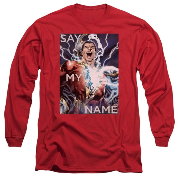 JLA Justice League Say My Name Long Sleeve Adult 18/1 T-Shirt Red