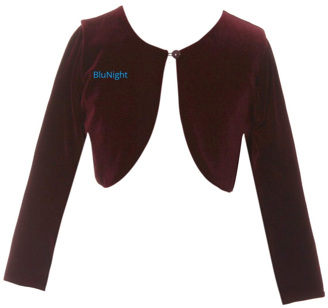 BluNight Collection Little Girls Long Sleeve Ruffle Flower Girl Cardigan Sweater Bolero 