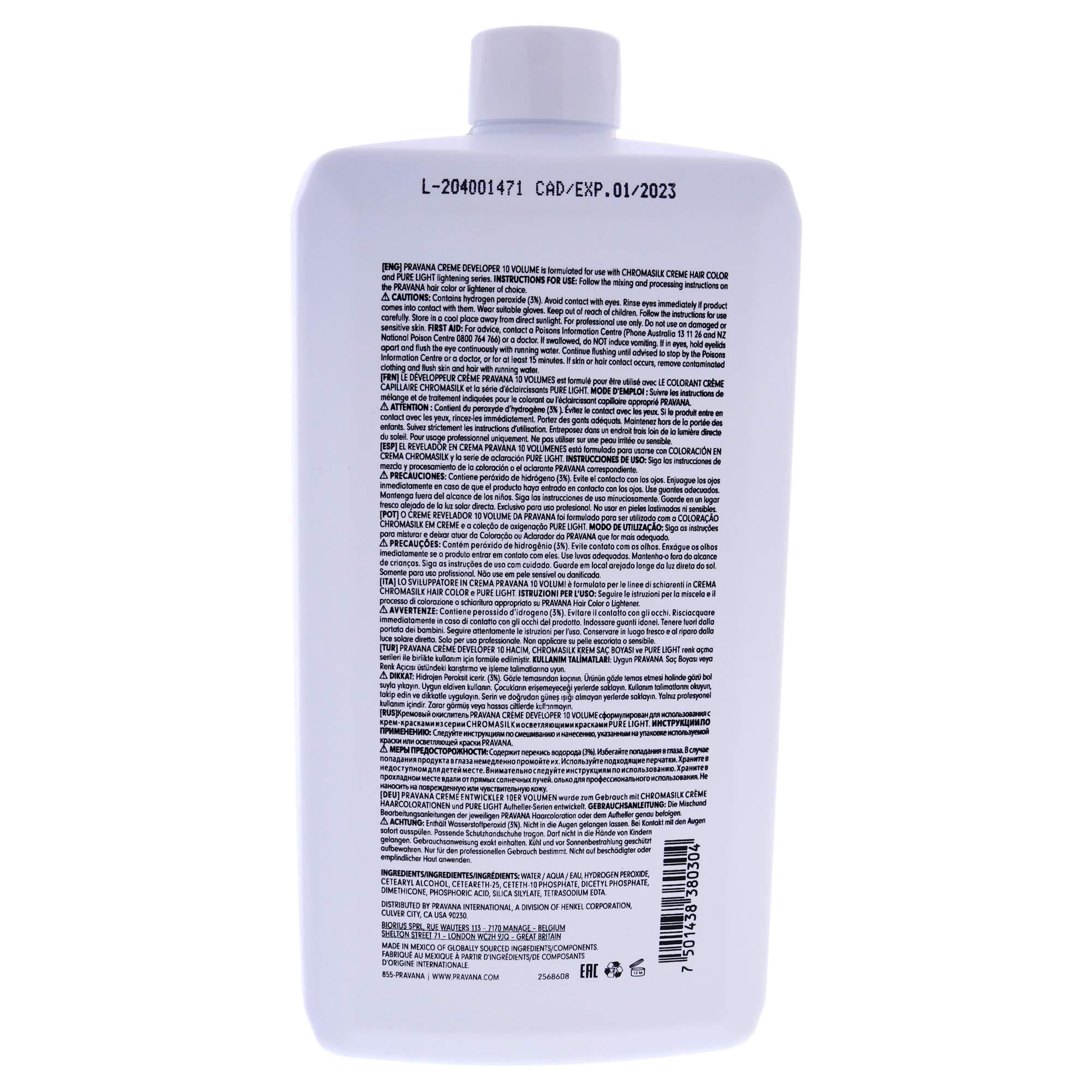 Pravana ChromaSilk Creme Developer 32oz - 10 Volume