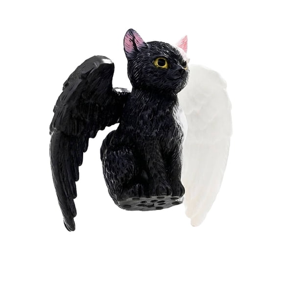 Winged Cat Halloween Figurine Resin Statue, 1-Pack 2 Inch, Gothic Black Cat Halloween Decor for Mantel Tabletop Display, bldnkj