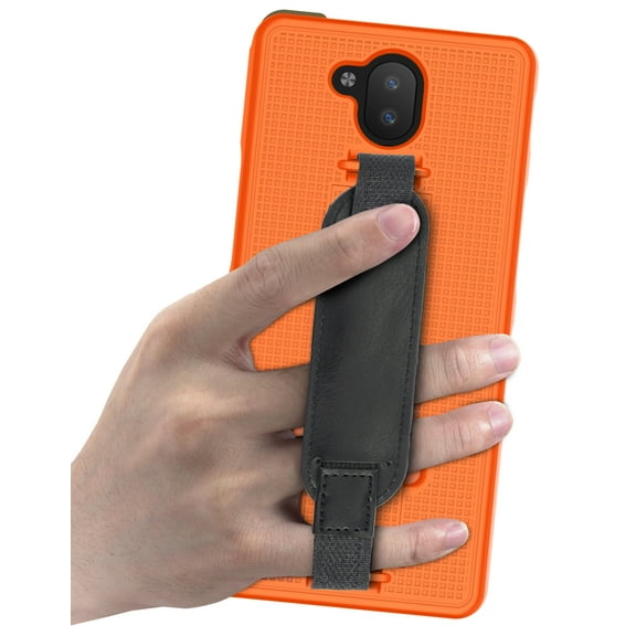 Case   Handstrap Combo for Sonim XP10 5G, Nakedcellphone [Grid Texture] Slim Hard Shell Phone Protector Cover with Kickstand for XP9900 (2022)