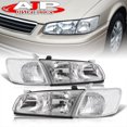thumbnail image 1 of AJP Distributors JDM Replacement Chrome Housing Clear Lens Clear Signal Reflector Driving Headlights Assembly Left & Right Pair + Bumper Corner Lights Lamps Set For Toyota Camry XV20 2000 2001 00 01, 1 of 7