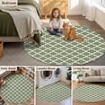 thumbnail image 2 of Round Rug 3ft Area Rug, Sage Green Moroccan Grid Area Rugs for Living Room Bedroom, Country Style Floor Mat Non-Slip Non-Shedding Carpet Indoor Accent Rugs, 2 of 9