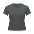thumbnail image 5 of Summer Tops for Women Tech Shirts T Shirt Women Short Sleeve Tee Shirts Girls Short Sleeve Tops for Summer Womens Solid Shirt Womens Long Tee Top Extra Long T Athletic Wear Grey L, 5 of 5
