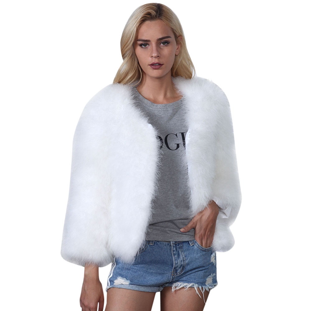 New Real Ostrich Feather Fur Coat Women's Gift Jacket Winter Thick Warm  Overcoat