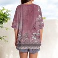 thumbnail image 4 of V-Neck Women's Short Sleeve T-shirt Summer Tops For Women Short Sleeve Crewneck Oversized T Shirts Trendy Solid/Flower Printed Beach Vacation Clothes,Pink Women's Short sleeve T-shirt XL, 4 of 5