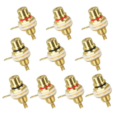 Rca Chassis Socket - TSV 10 RCA Female Chassis Panel Mount Jack Socket Bulkhead Connector 24K Gold Plated