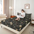 thumbnail image 2 of Manfei Vintage Floral Bird Fitted Sheet Full 3 Pieces,Rustic Botanical Animal Bed Set,1 Fitted Sheet and 2 Pillowcases, 2 of 6