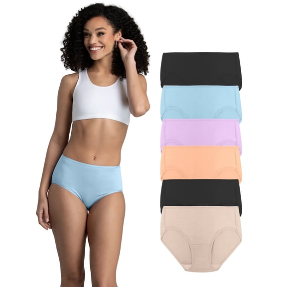 Fruit of the Loom Women's Breathable Cooling Stripes Brief Underwear, 6-Pack