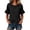 Black, variant on Womens Round Neck Ruffle Sleeve Blouse Peplum Hem Button Front Summer Top Casual Fitted Solid Color Cute Shirt (Wine,XL)