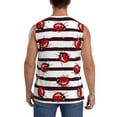thumbnail image 4 of Lsque Ladybugs on Black and White Striped1 Print Men's Cotton Blend Sleeveless Muscle Shirts (S-3XL)- Moisture Wicking, Odor Protection, UPF 30+,XX-Large, 4 of 8
