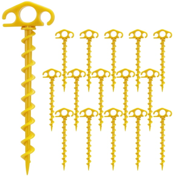Estacas para tienda de campaña COBARYEN, 16 unidades, 24 cm, espiral de nailon, color amarillo