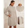 thumbnail image 2 of DARING DIVA Women's Stand Collar Long Sleeve Winter Trench Coat M Beige, 2 of 6