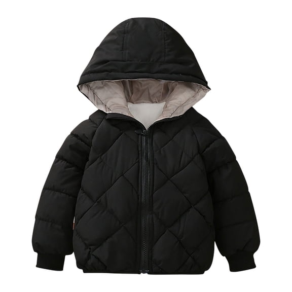 Coerni Baby Girls Boys Thickend Winter Coat Toddler Long Sleeves Padded Puffer Jacket Fleece Zipper Hooded with Pockets
